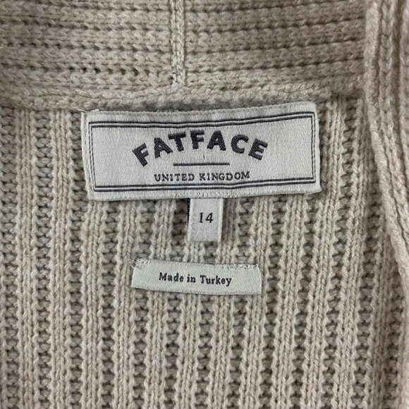 Fat Face Cardigan Sweater Women's Size 14 Ivory Open Front Ribbed - Picture 4 of 7